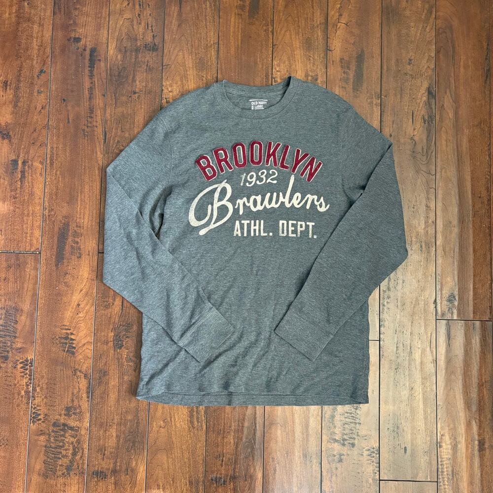 Old Navy Thermal Long Sleeve Shirt Mens L Gray Vintage Style Y2K Streetwear